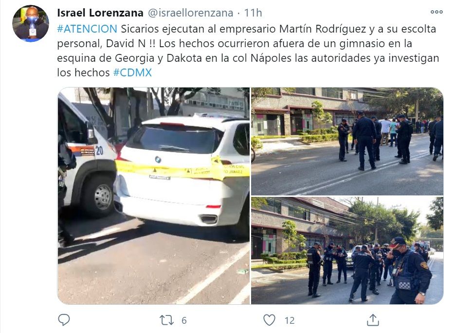 Sicarios asesinan a empresario en la colonia Nápoles de CDMX
