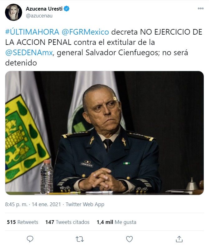 ¿Por qué la FGR exoneró a Salvador Cienfuegos?