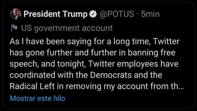 Twitter elimina cuenta de Donald Trump por incumplir reglas