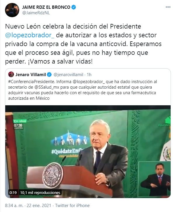 Nuevo León busca comprar Sputnik V