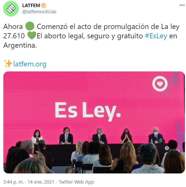 Promulgan la legalización del aborto electivo en Argentina