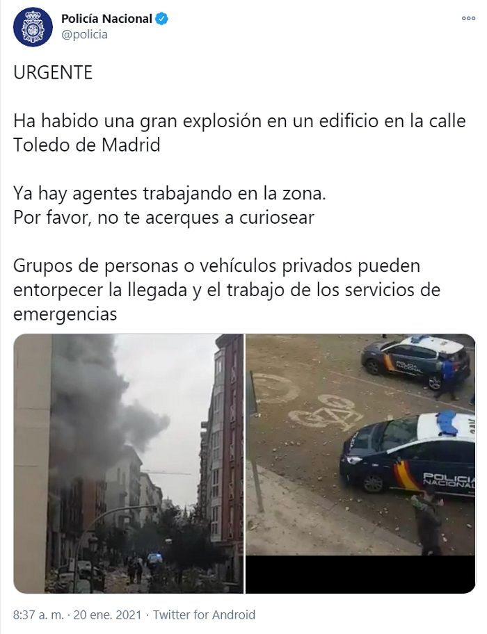 Explosión en Madrid. Fotos, videos y lo que se sabe hasta ahora