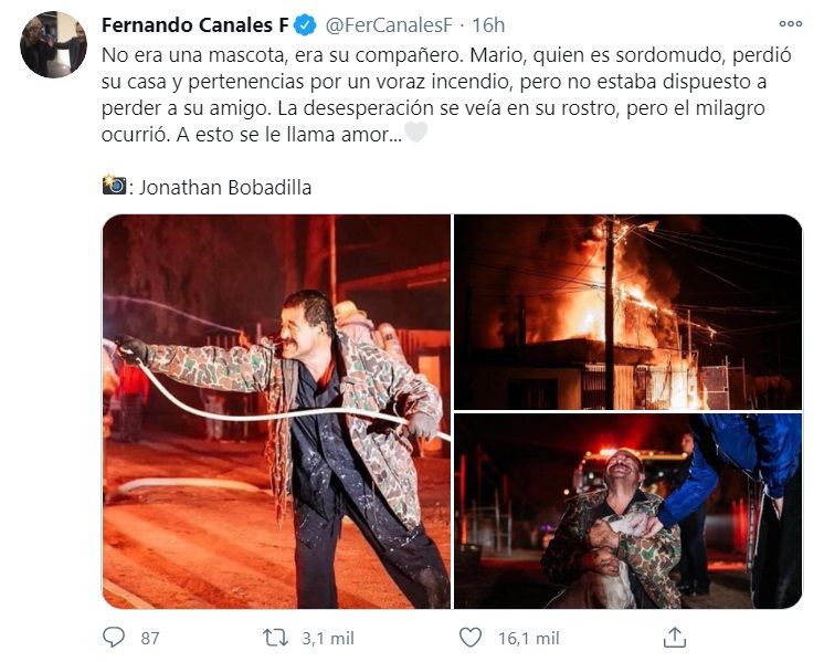 Mario: el hombre que rescató a su perro de un incendio