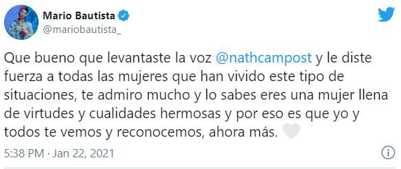 Mario Bautista reacción abuso de Nath Campos