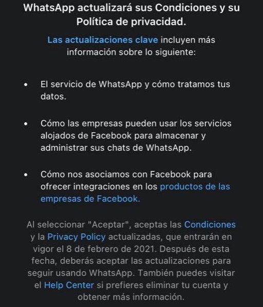 ¿Qué cambios aplicó WhatsApp en términos y política de privacidad?