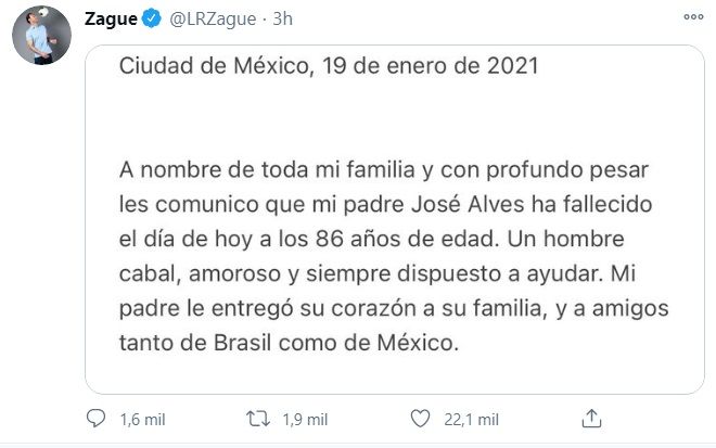 ¿Quién era José Alves, papá de Zague y exjugador del América?