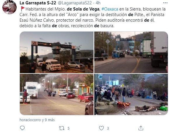 Bloquean carretera en Sola de Vega en protesta