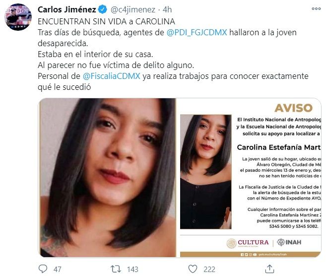 Carolina: la estudiante de la ENAH encontrada muerta en CDMX