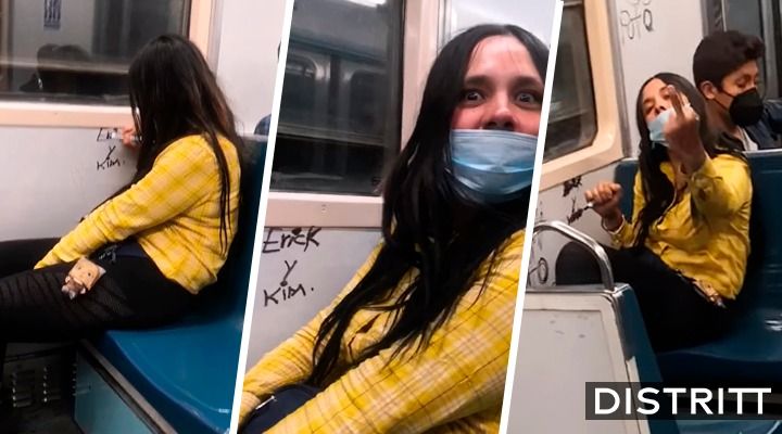 Lady Rayones. Exhiben a joven pintando vagón del Metro en CDMX