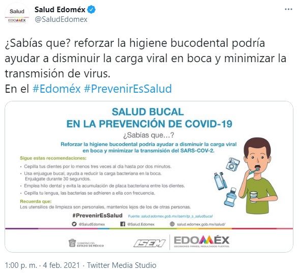 Recomendaciones de higiene bucal durante la pandemia