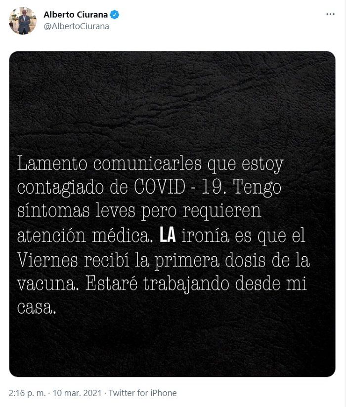 Alberto Ciurana fallece por COVID-19