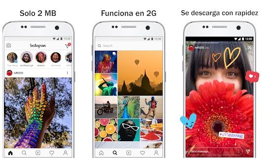 Características de Instagram Lite