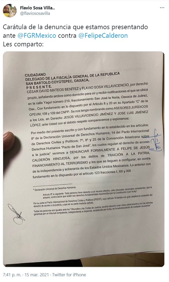 ¿Por qué denunciaron a Felipe Calderón?