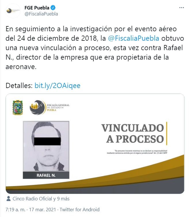 Moreno Valle y Martha Érika. Procesan a octavo implicado