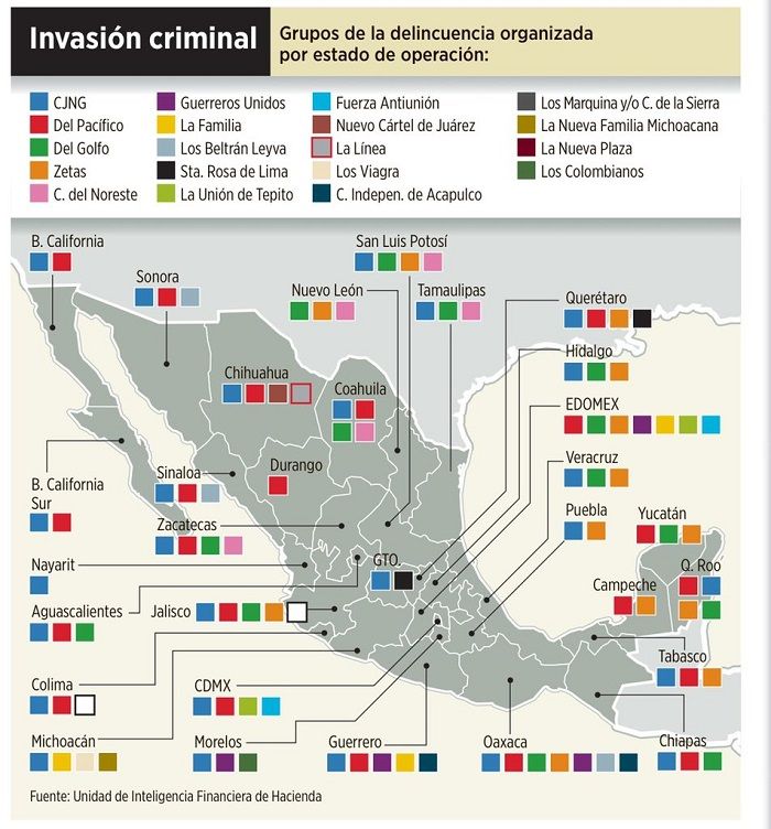 ¿Cuántos grupos criminales operan en México?