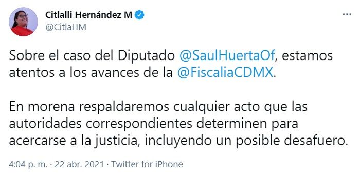 Saúl Huerta renuncia a su candidatura