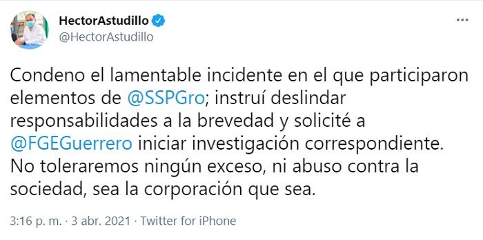 Gobernador de Guerrero se disculpa con la familia