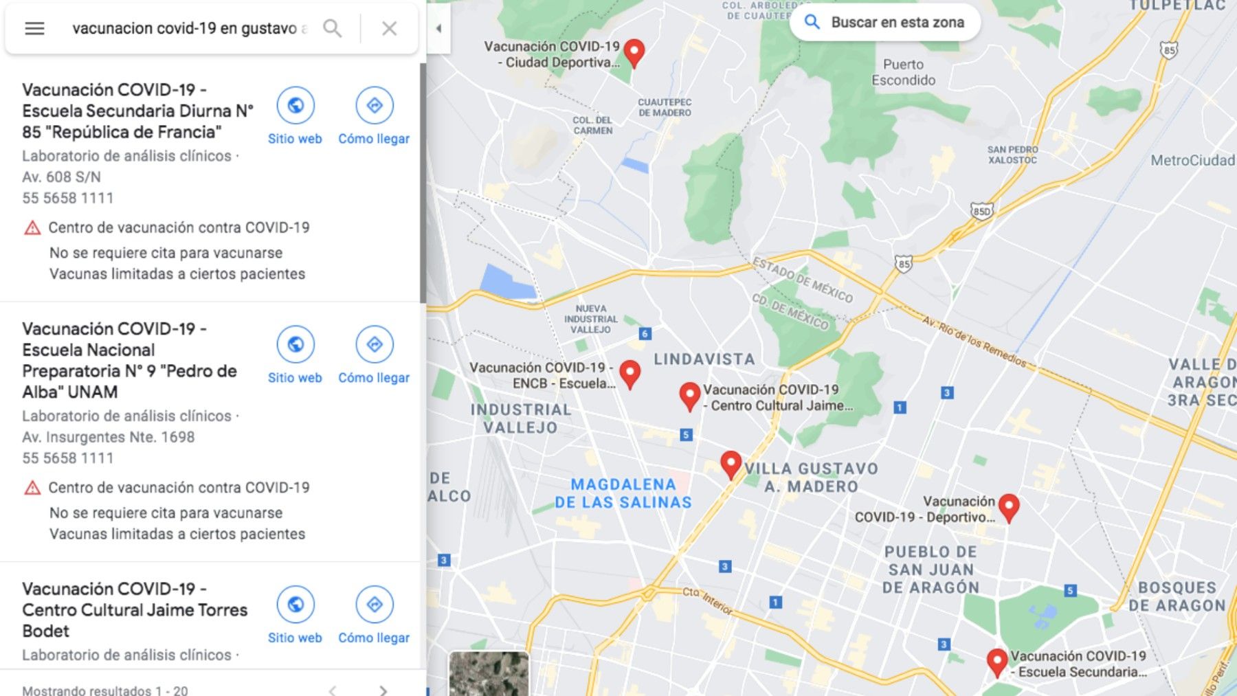 ¿Cómo usar Google Maps para encontrar mi centro de vacunación?