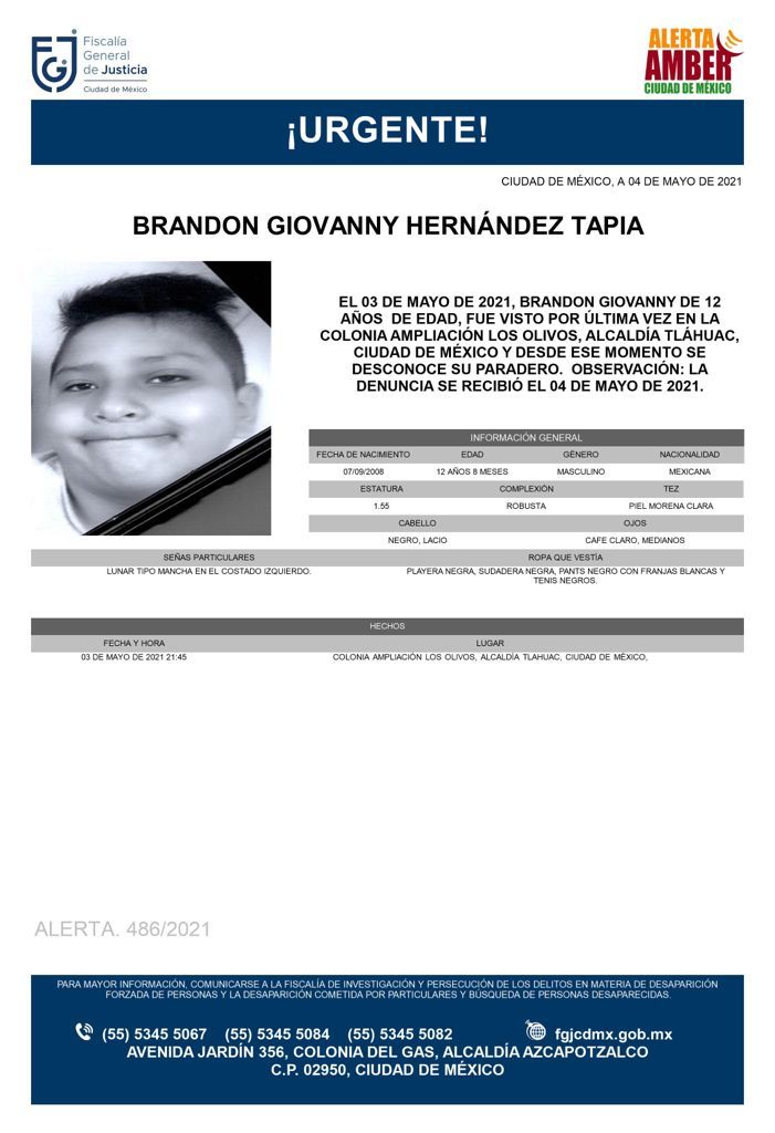 Inician búsqueda de Brandon Giovanny