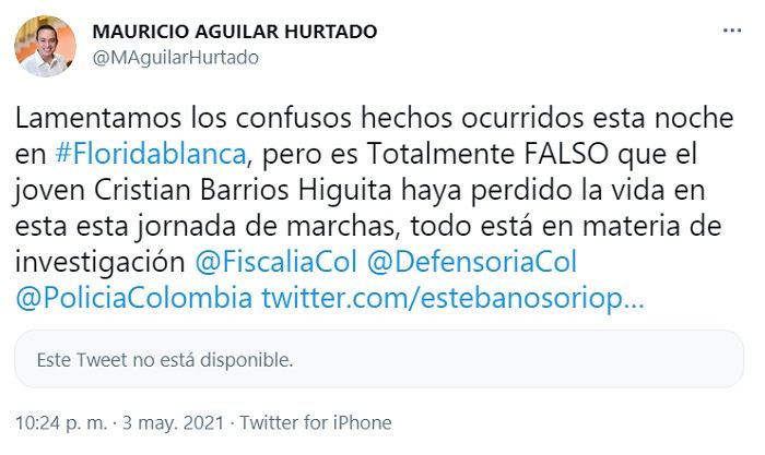 Policía de Colombia da su versión sobre los hechos