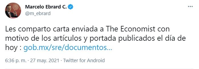 Marcelo Ebrard responde a The Economist