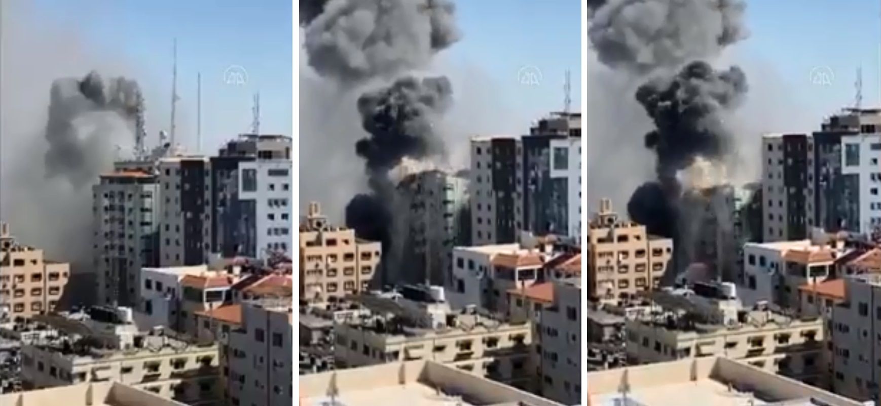 Israel bombardea y destruye edificio de medios de comunicación en Gaza (VIDEO)