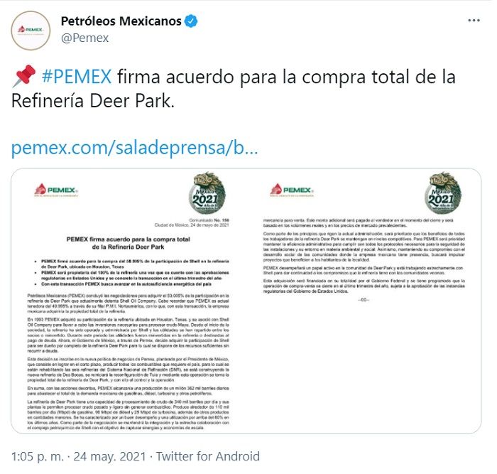 Deer Park. ¿Es rentable la refinería que compró Pemex en EU?
