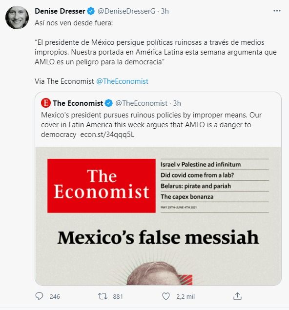 Redes reaccionan a portada de The Economist