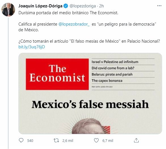 Redes reaccionan a portada de The Economist