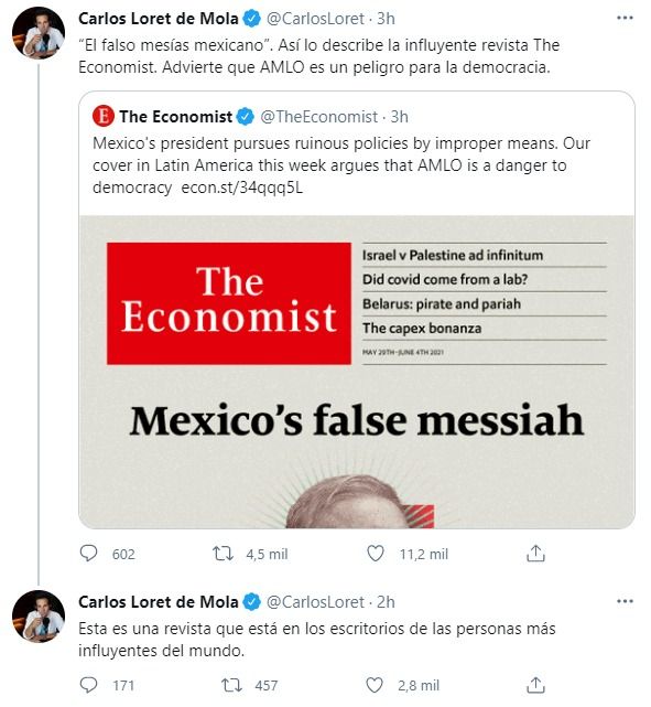 Redes reaccionan a portada de The Economist