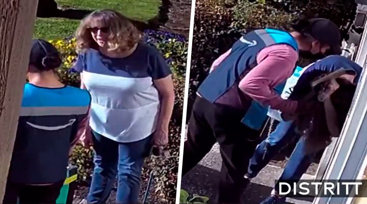 Captan a repartidora de Amazon golpeando a abuelita (VIDEO)