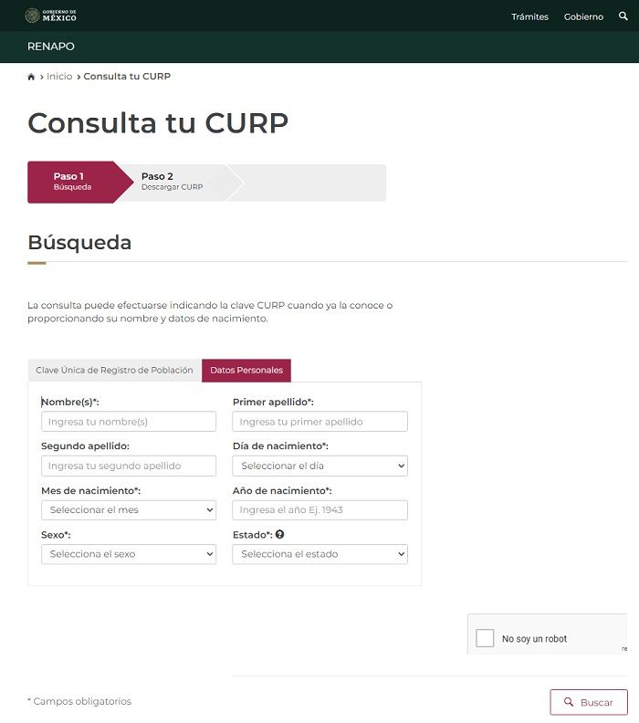 Como buscar la CURP por nombre y apellido