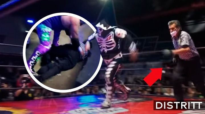 Réferi sufre fuerte caída en función de lucha libre |VIDEO