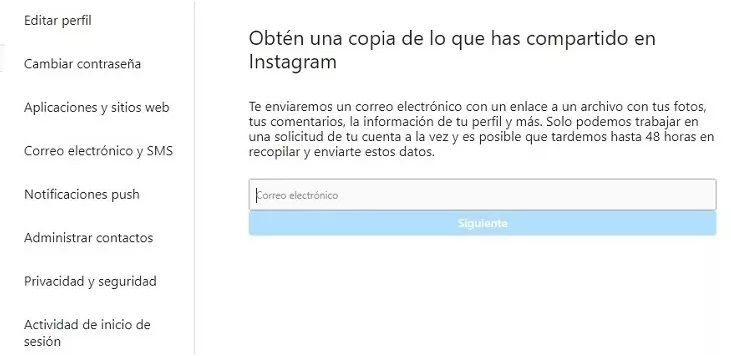 Copia de seguridad en Instagram desde Android o iOS