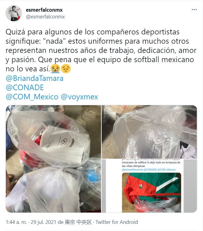 Equipo mexicano de softbol tira uniformes a la basura