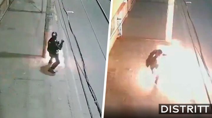 Captan momento en que lanzan bombas molotov a policía en Colombia |VIDEO