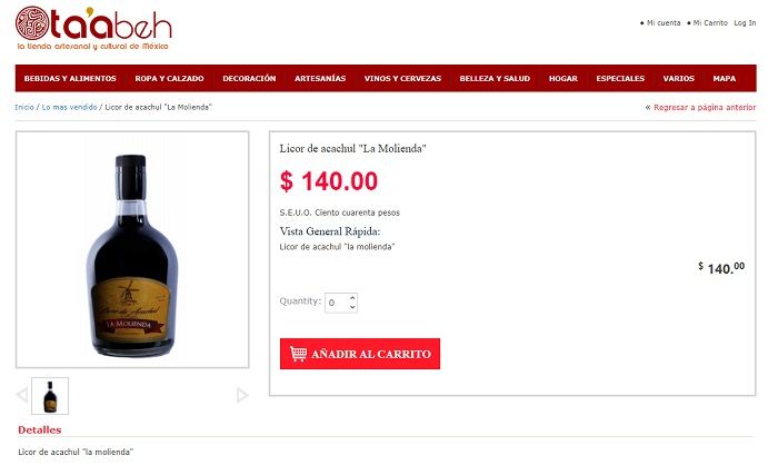 ¿Cuánto cuesta el licor de acachul?