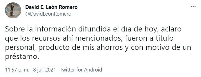 El dinero fue un préstamo: David León