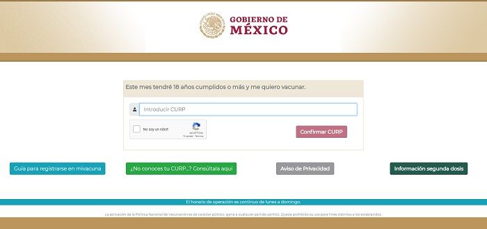 Registro de vacunación COVID para mayores de 18 años