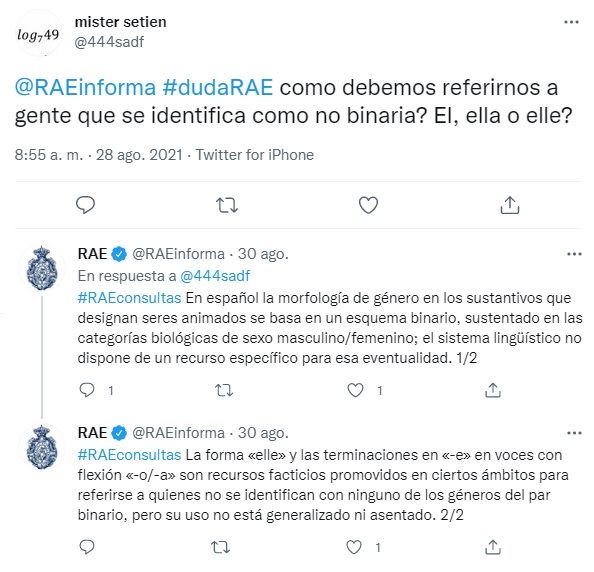 RAE responde cómo referirse a una persona no binaria