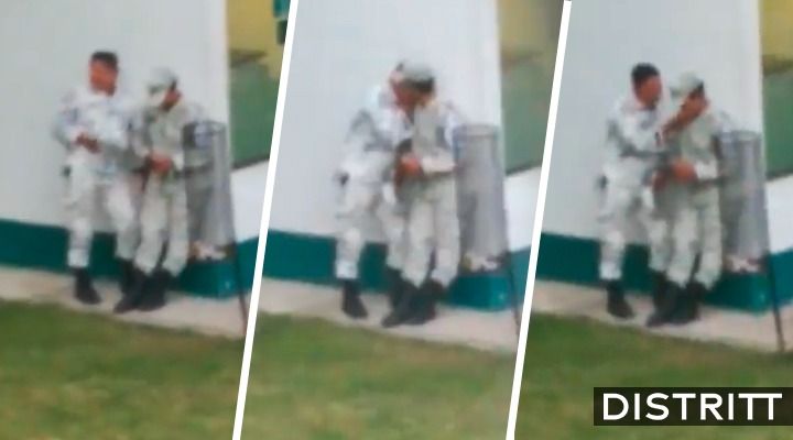 Graban a elementos de la Guardia Nacional besándose |VIDEO