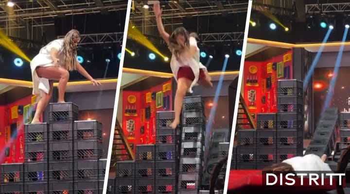 Así fue caída de Mariana Echeverría en Faisy Nights |VIDEO