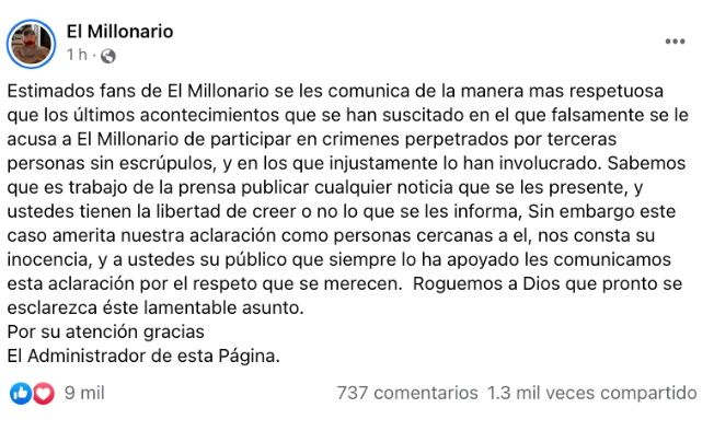 Millonario reacciona a detención