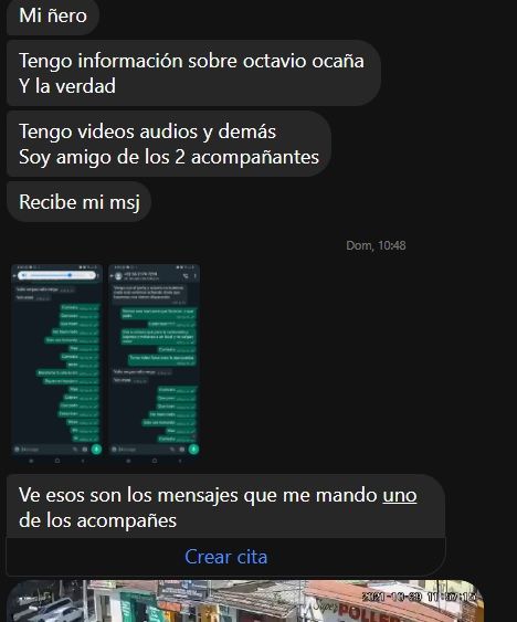 Chat del acompañante de Octavio Ocaña