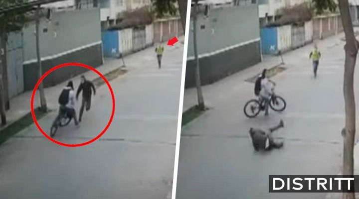 Ciclista atropella a ladrón y salva a mujer de asalto |VIDEO