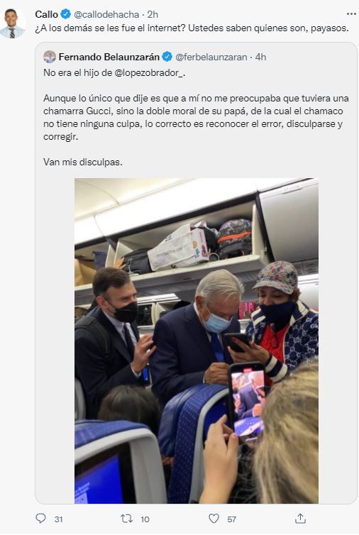 Chamarra Gucci hijo de AMLO