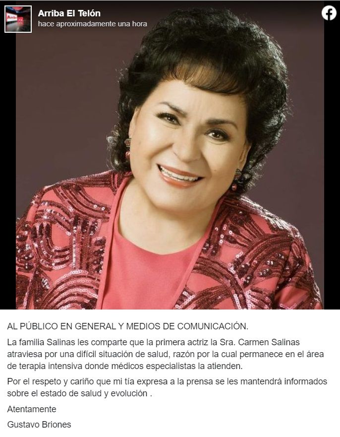 ¿Por qué hospitalizaron a Carmen Salinas?