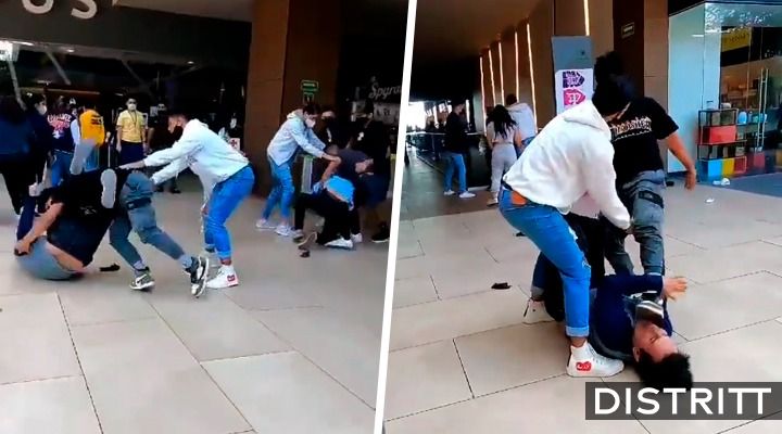 Jóvenes se agarran a golpes en preventa de Spider Man |VIDEO