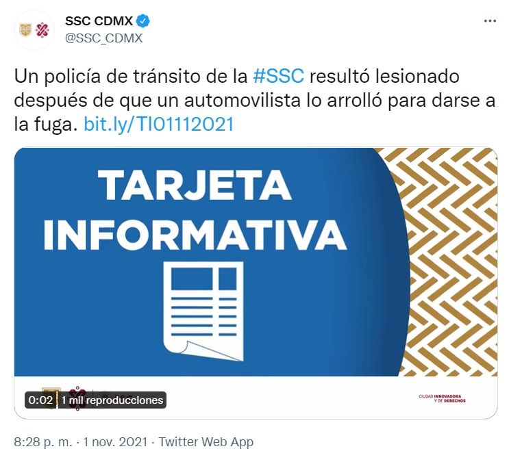 Policía de tránsito presentará denuncia