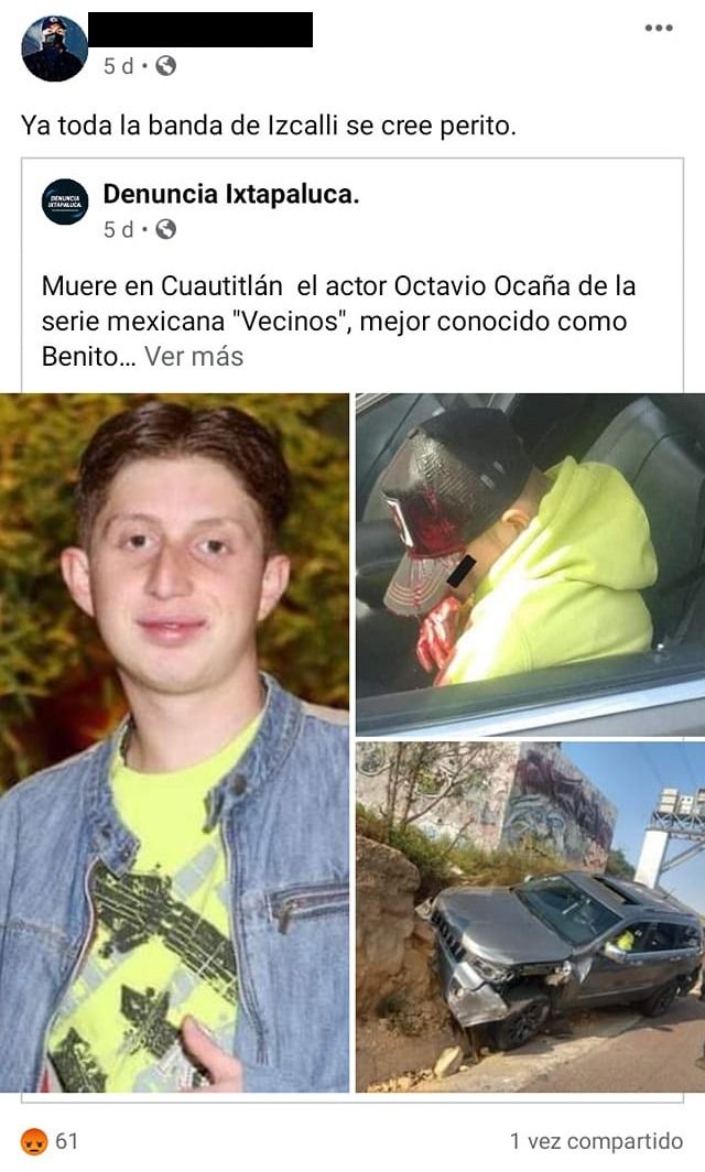 Octavio Ocaña. Indignan publicaciones de supuesto policía